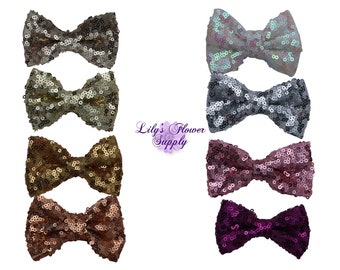 Sequin Shiny Bow 3", Media Lentejuelas, Arcos 3 pulgadas, Arcos medios para diademas, Party DIY Bows, Bows for Clips, Elija colores