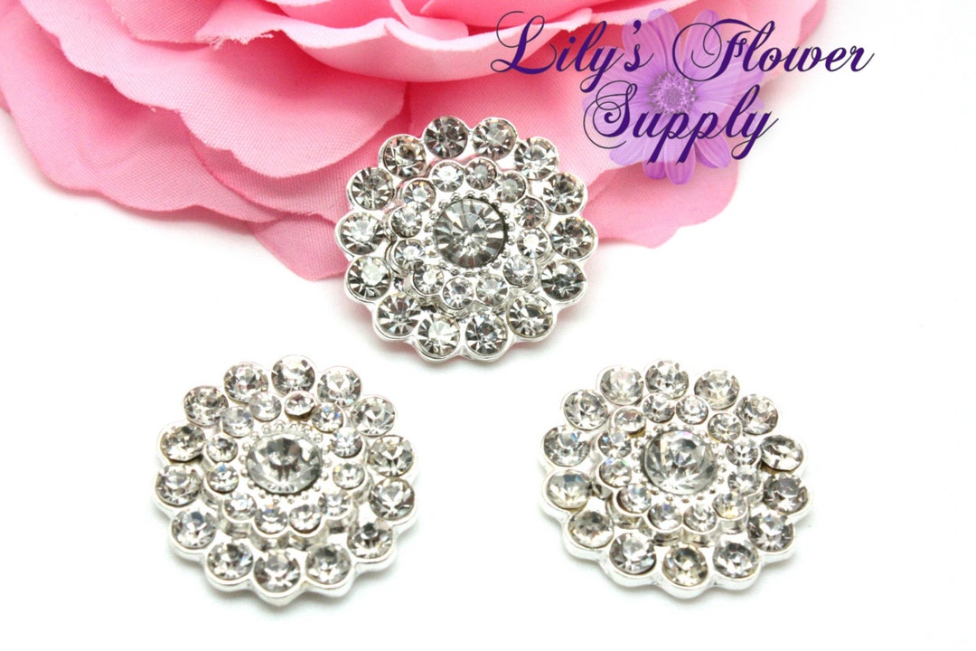 Flatback Metal Rhinestones - Clear Buttons- Rhinestone Button - Acrylic ...