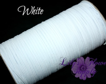 White Skinny Elastic, 1/8 inch Elastic, Elastic for Face Mask, Skinny Elastic, Elastic By Yard, Thin Elastic, DIY Mask making