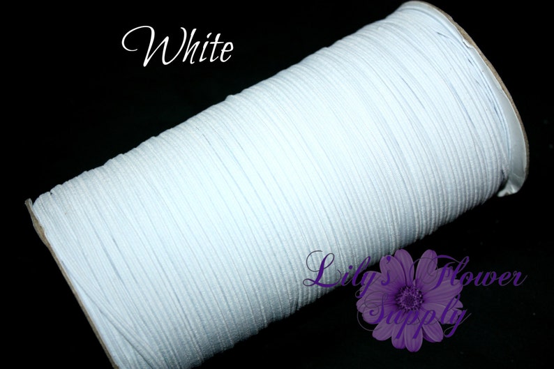 White Skinny Elastic, 1/8 inch Elastic, Elastic for Face Mask, Skinny Elastic, Elastic By Yard, Thin Elastic, DIY Mask making 