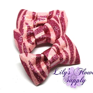 3 Inch Pink Zebra Sequin Bows - Wholesale Sequin Bows - New Style - Bow Knot Applique - Sequin bow headband  - Clip Sequin Bow