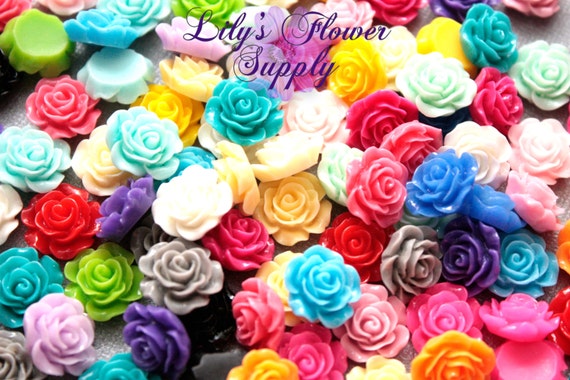 Resin Rose Button - Rose Center Piece - Flatback Button - Resin 