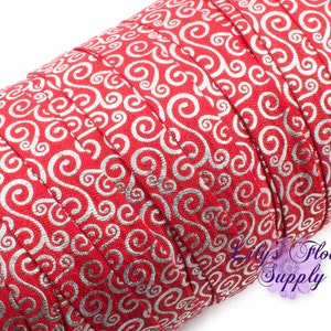 Fold Over Elastic, FOE, Foldover Elastic, Elastic By Yard, FOE Elastic, 5/8 Elastic, Wholesale Elastic, Red Silver Swirl Elastic
