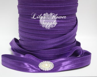 5 yards - Purple FOE - 5/8 Fold Over Elastic - FOE - Purple - Foldover Elastic - Elastic by  yard - Shiny Elastic - DIY - Headband