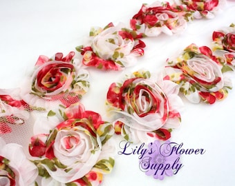 1/2 Yard - Shabby Flower Trim - Shabby Rose trim - FLORAL  - Shabby Chic - Rose Trim - Wholesale