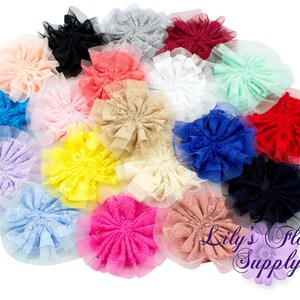 3&quot; Chiffon Flowers, DIY Flowers, Lace DIY Flowers,  Choose color, Wholesale Chiffon Flowers, Tutu Flower for Headbands, Evelina Collection