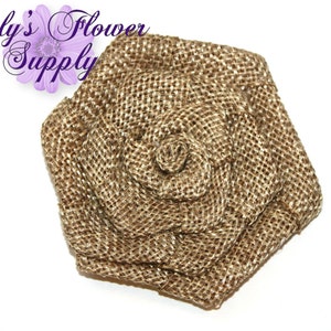 Brown Flat Rolled Rosette Burlap Flowers - Burlap Flower - 3 Inches - Burlap Rose - Rolled flowers - Wholesale - supply - Wedding