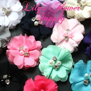Petite Chiffon Flowers - Choose color - Wholesale Chiffon Beaded Flowers - Folded Ballerina - Tutu Flower for Headbands - Abigail Collection