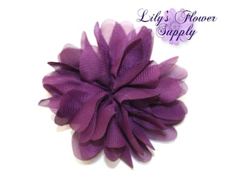 Plum Lotus Leaf - Large Ballerina Flower - Chiffon Flower -  Folded Flower - Fabric Flower - Tutu Flower - Set of 2