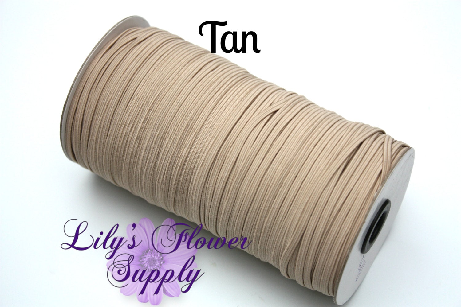 Tan Skinny Elastic - 1/8 inch Elastic - 5 yards - Elastic By Yard - Thin Elastic - DIY - Headbands
