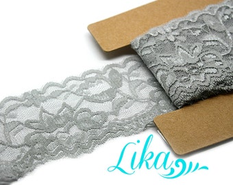 Stretch Gray Lace - 2 Inch Wide Stretch Lace by  Yard - Stretch Lace - Lace for Headbands - Wholesale Headbands - 3, 5, or 10 Yards