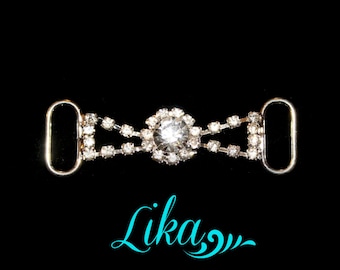 Rhinestone Connector -  Clear Rhinestone Connector - Silver Connector - Headband Connector - Bikini Connector - Supply - 55mm - RC56