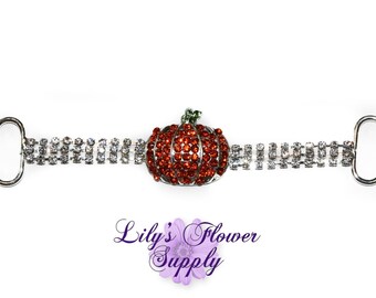 Pumpkin Rhinestone Connector -  Clear Rhinestone Connector - Silver Connector - Headband Connector - Bikini Connector - Supply - RC11
