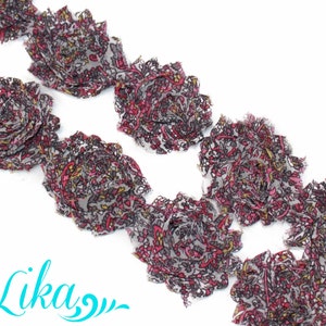 Shabby Rose Trim - Shabby Flower Trim - Shabby Trim - Wholesale Shabby Flower - Chiffon Flower - Floral Shabby Chic - 1/2 or 1 Yd PR-SH020