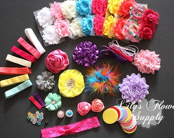 Baby Shower Headband Kit - Hair Bow Kit - Baby Shower Headband Station Kit - Baby Shower Headband Kit - 22 Headbands 2 Clips