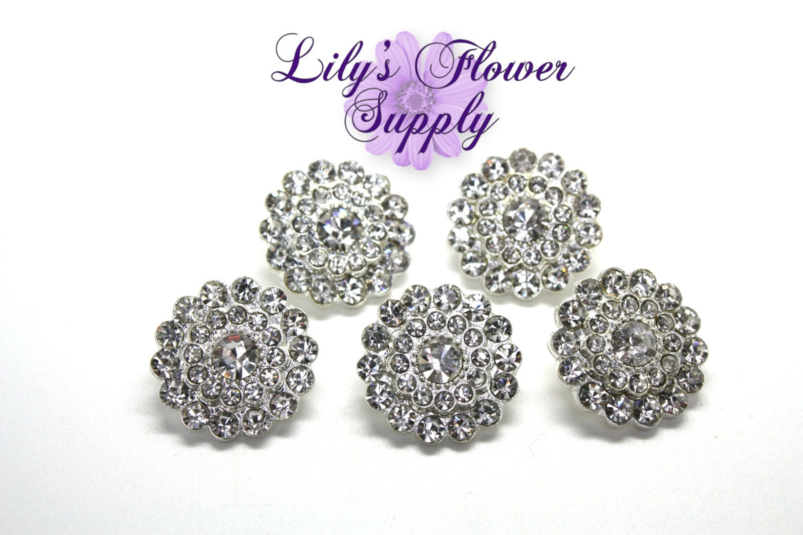 Flatback Metal Rhinestones - Clear Buttons- Rhinestone Button - Acrylic ...