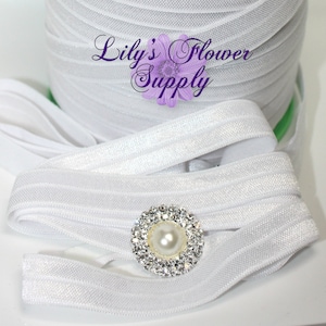1 Roll 100 Yards White Fold Over Elastic - 5/8 Fold Over Elastic - FOE - White - Foe Elastic - Elastic By Yard - Shiny Elastic
