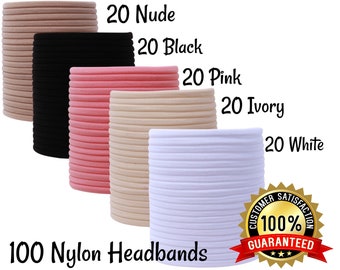 100 Nylon headbands, 5 Colors Nylon baby headbands, Nylon headbands bulk, headband supply, DIY Baby Headbands. Nylon Headband, DIY headbands