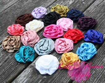 Satin Rolled Rosettes - Set of TWENTY - Rolled Rosette - 3 inch - Satin Flower - Satin Rosette -Fabric Flower - Wholesale - You  Pick Colors