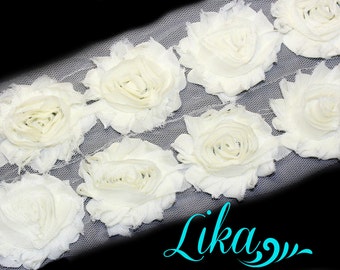 Obszycie róż w kolorze kości słoniowej - Obszycie w stylu shabby flower - Obszycie w stylu shabby flower Rose - Kość słoniowa - Shabby Chic - Hurt - Obszycie róż - 1 lub 1/2 YD