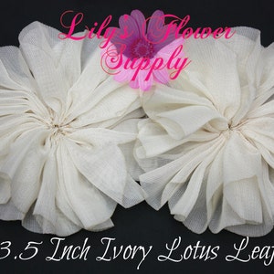 Lotus Leaf - Large Ballerina Flower - Chiffon Flower -  Folded Flower - Fabric Flower - Tutu Flower - Ivory - Set of 2