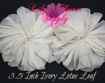 Lotus Leaf - Large Ballerina Flower - Chiffon Flower -  Folded Flower - Fabric Flower - Tutu Flower - Ivory - Set of 2