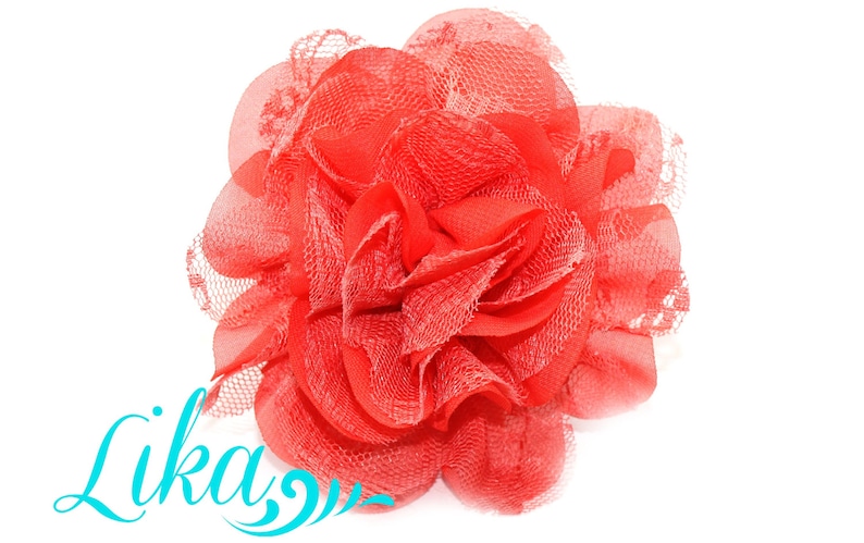 DIY- 3.75 inch Coral Lace Flowers Supply Lace rose Chiffon Flower Shredded Lace Flower Wholesale