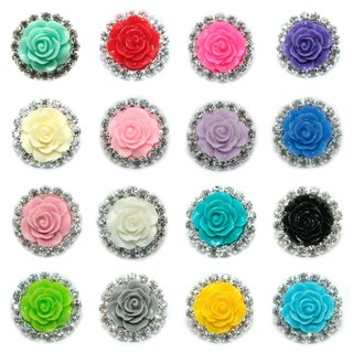 10 Bottoni Piatti Con Strass Trasparenti 15mm - Da Incollare, Per Abbigliamento, Borse E Decorazioni Creative