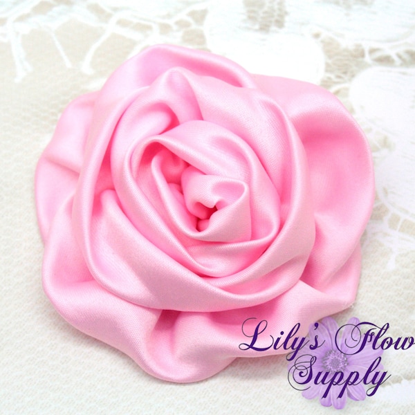 Satin Rolled Rosettes - Light Pink - 3 roses - Satin Flower - Ruched Rosettes - Satin rosettes - Rolled Rosettes - Wholesale - supply