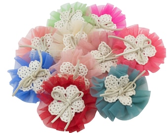 Chiffon Flowers - Folded Chiffon Rhinestone Flower - Folded Ballerina - Tutu Flower - Bow Flower - Kelli Collection - Choose Colors