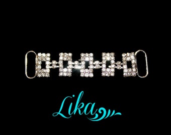 Rhinestone Connector -  Clear Rhinestone Connector - Silver Connector - Headband Connector - Bikini Connector - Supply - RC25