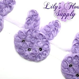 Lavender Shabby Bunny Trim - Shabby Rosette Bunnies - Choose Quantity - Bunny Applique - Chiffon Bunny- Easter - DIY headbands