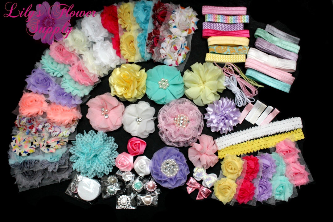 Baby Shower Headband Kit Jumbo Deluxe DIY Hair Bow Kit Baby Shower