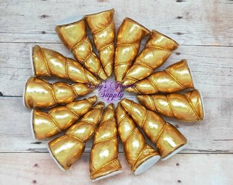 1.75" Gold Mini Unicorn Horn, DIY Birthday Supply, Party Unicorn Horns, Photo Pro Unicorn Horn, Metallic Unicorn Horn, Unicorn Horn, Unicorn