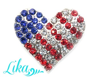 Amerikaanse vlag Rhinestone knop - 4th of July Rhinestone - hart Strass - Kies hoeveelheid - Metal Rhinestone - Amerikaanse - groothandel