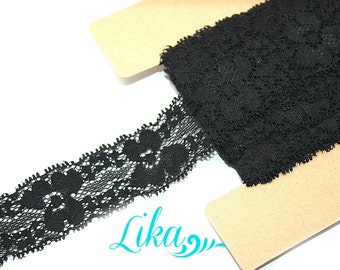 Stretch Black Lace - 1 Inch Stretch Lace by  Yard - Stretch Lace - Lace for Headbands - Wholesale Headbands - 3, 5, or 10 Yards