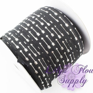 Fold Over Elastic, FOE, Foldover Elastic, Elastic By Yard, FOE Elastic, Elastic, Wholesale Elastic, Printed Elastic, Black Silver Arrow