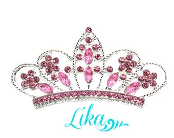 Hot Pink Rhinestone Crown - Crown Flat back Rhinestone - Rhinestone Crown - Metal Rhinestone - Wholesale - Princess Crown