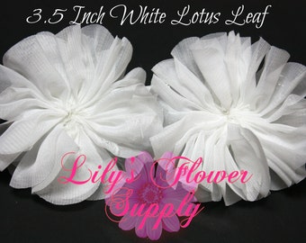Lotus Leaf - Large Ballerina Flower - Chiffon Flower -  Folded Flower - Fabric Flower - Tutu Flower - White - Set of 2