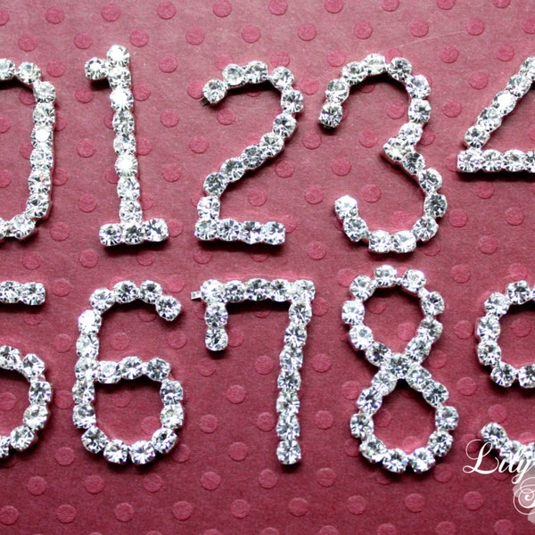 Number Rhinestones  - Rhinestone numbers - Flatback Rhinestone Embellishment - Metal Rhinestone - Embellishment - Wholesale