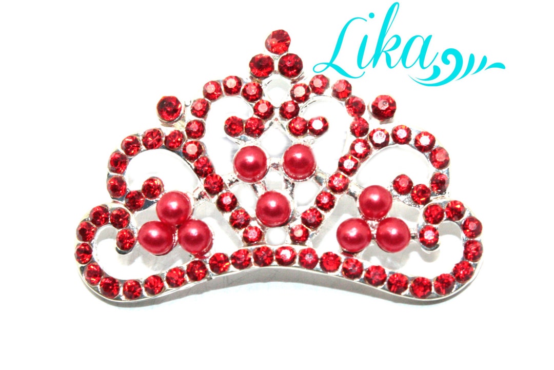 Red Rhinestone Button - Medium Crown Flat Back Rhinestone - Rhinestone ...