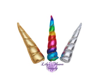 5&quot; Unicorn Horn, DIY Birthday Supply, Party Unicorn Horns, Photo Prop Padded Unicorn Horn, Metallic Unicorn Horn, Felt Unicorn Horn, Unicorn