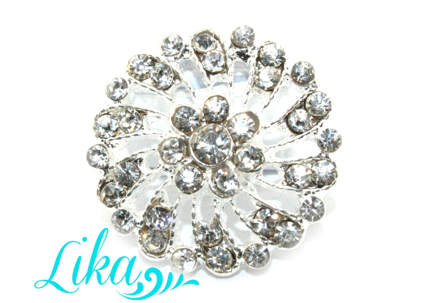 Round Rhinestone - Large Clear Rhinestone - Rhinestone Button - Metal ...