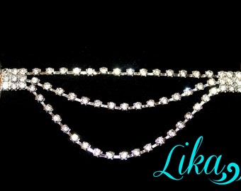 Rhinestone Connector -  Clear Rhinestone Connector - Silver Connector - Headband Connector - Bikini Connector - Supply - RC47
