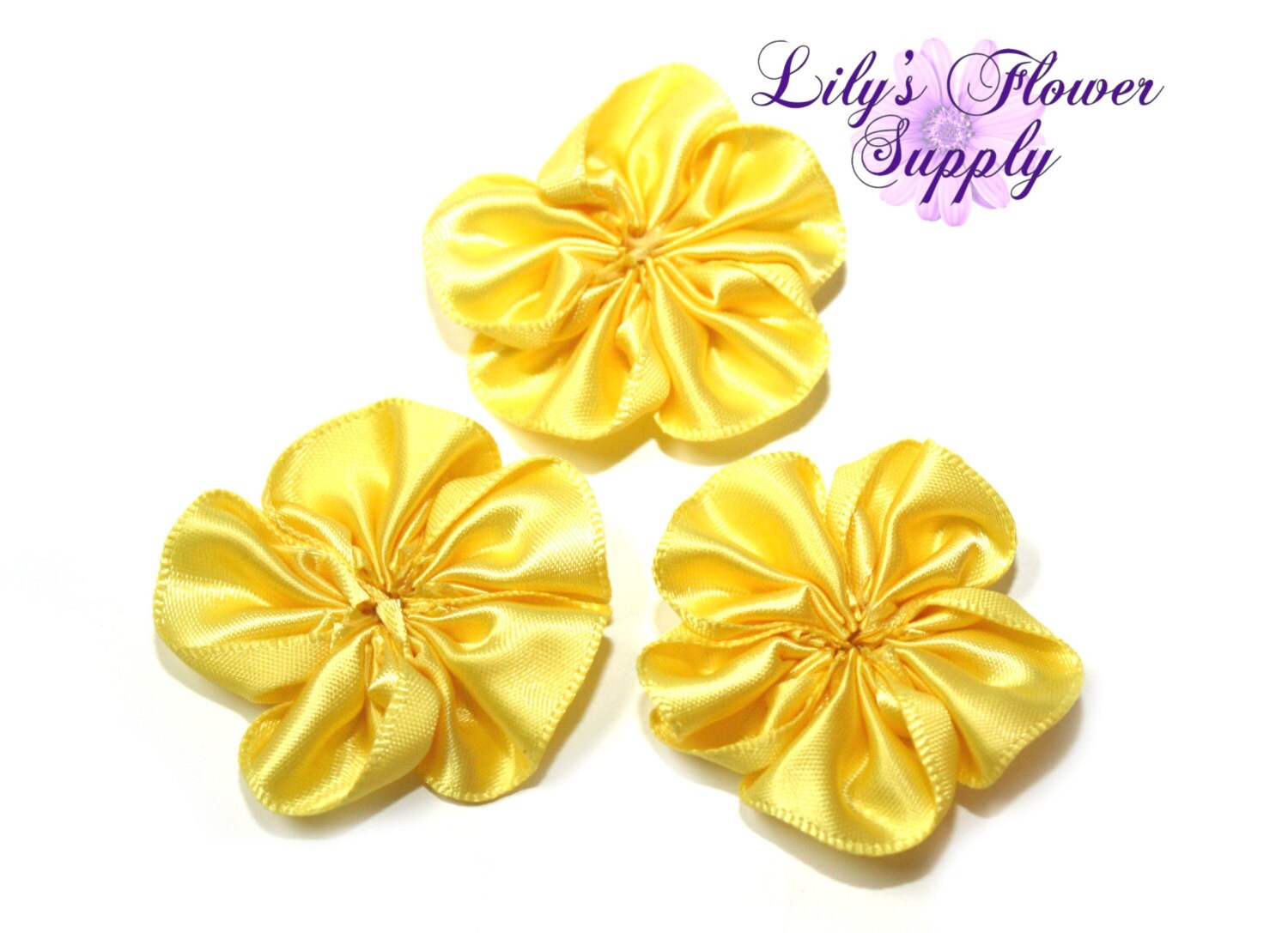 Yellow Mini Satin Flowers Ribbon Flower Wholesale1.5 Inch Etsy