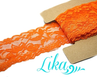 Stretch Orange Lace - 2 Inch Wide Stretch Lace by  Yard - Stretch Lace - Lace for Headbands - Wholesale Headbands - 3, 5, or 10 Yards