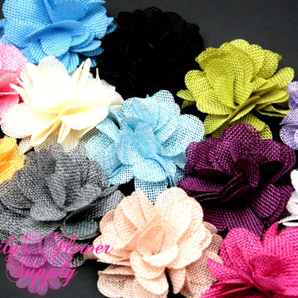 Burlap Flowers - Choose Colors - Burlap Flower - 3 Inches - Fabric Flower - Burlap Rose - Rolled flowers - Wholesale - supply - Wedding