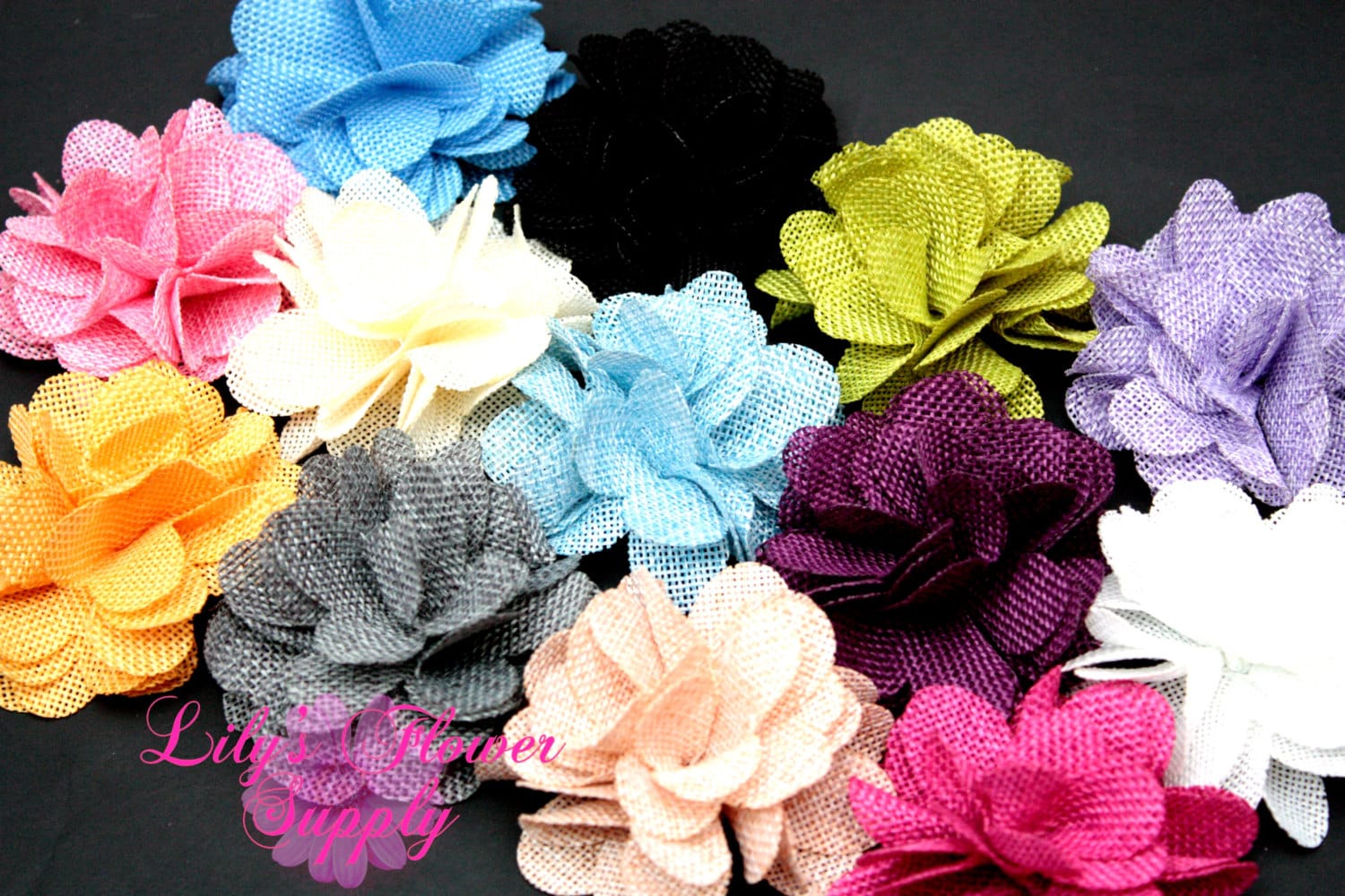 Burlap Flowers - Choose Colors - Burlap Flower - 3 Inches - Fabric Flower - Burlap Rose - Rolled flowers - Wholesale - supply - Wedding