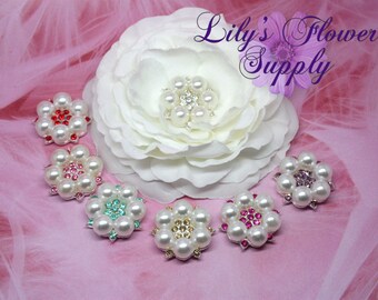 Rhinestone Button - Flatback rhinestone - Pearl Rhinestone - Large Rhinestone - Embellishment - Supply - Wholesale - You Choose Colors