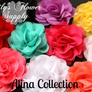 Rose Chiffon Flowers - Choose color - Wholesale Chiffon Beaded Flowers - Rosette Silk Chiffon - Flower for Headbands - Alina Collection